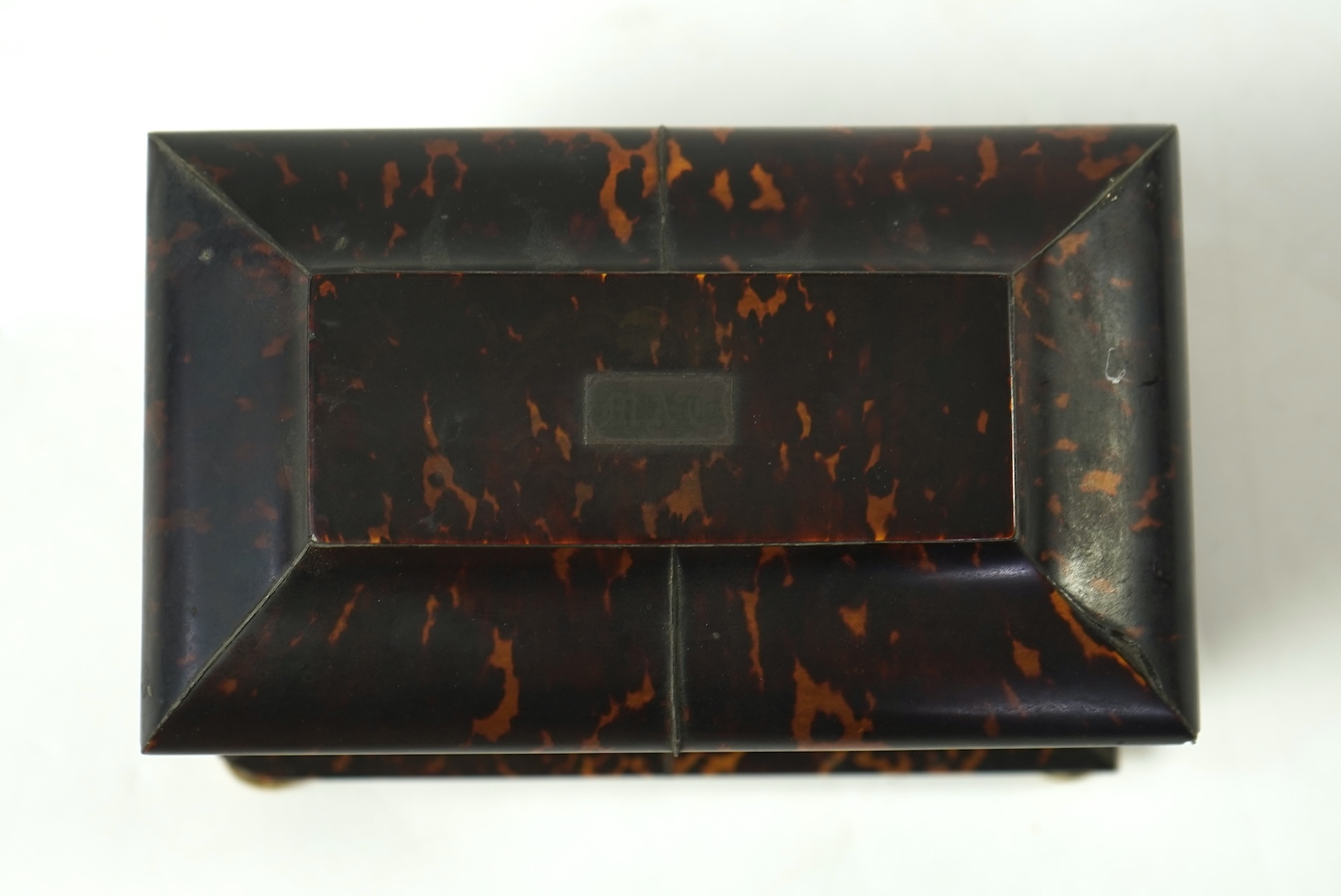 An early Victorian tortoiseshell tea caddy
